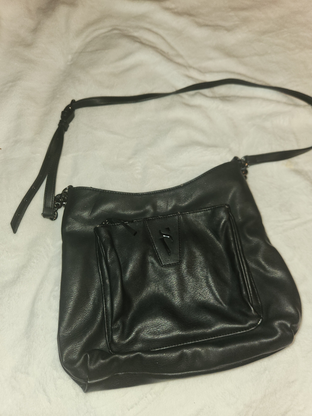 Simply Vera Vera Wang Black Leather Shoulder Bag